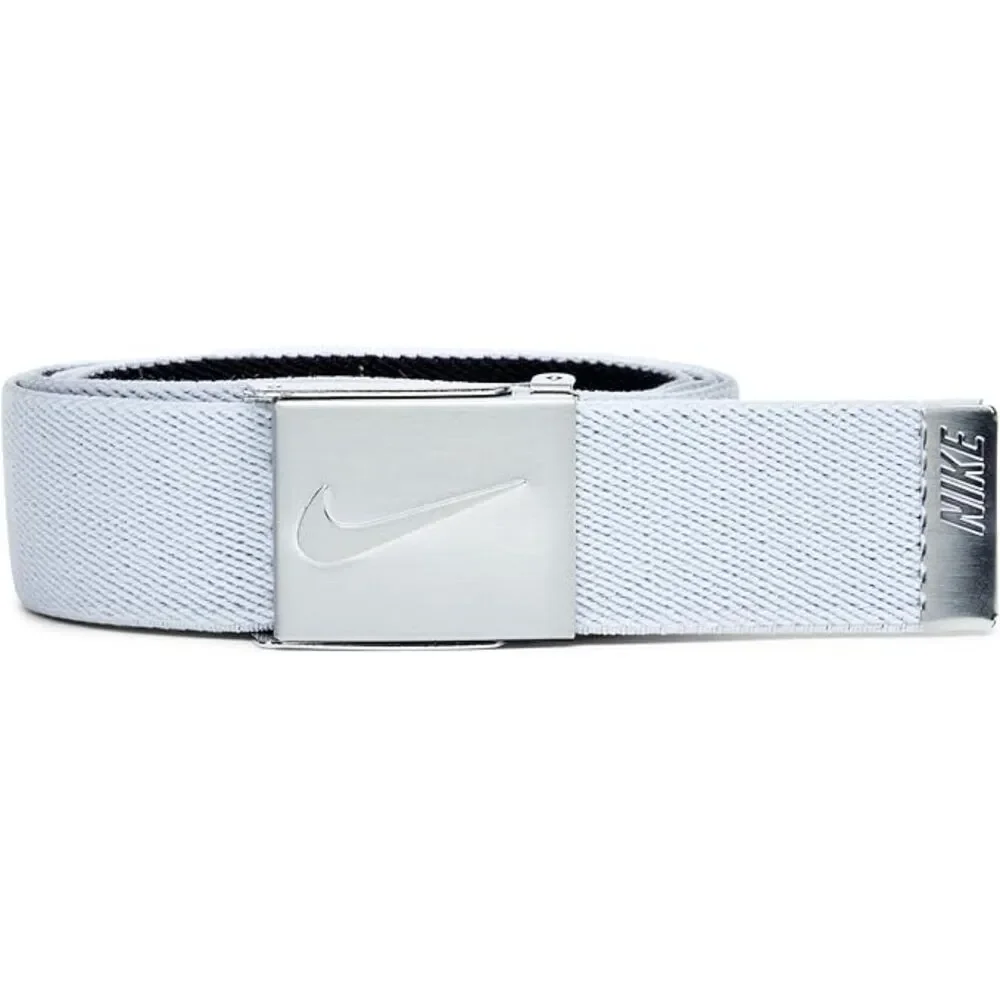 Nike Boys Reversible Stretch Web Belt Black/White Silver Buckle Youth Golf